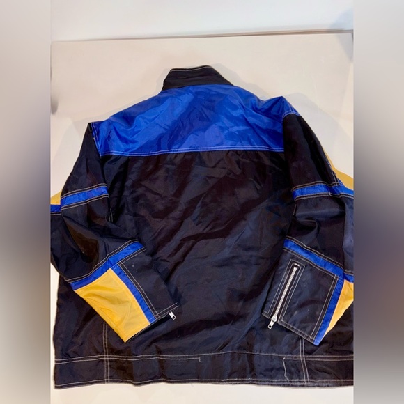 Vintage Ocean Pacific Men's Blue and Yellow Jacket - Picture 4 of 4